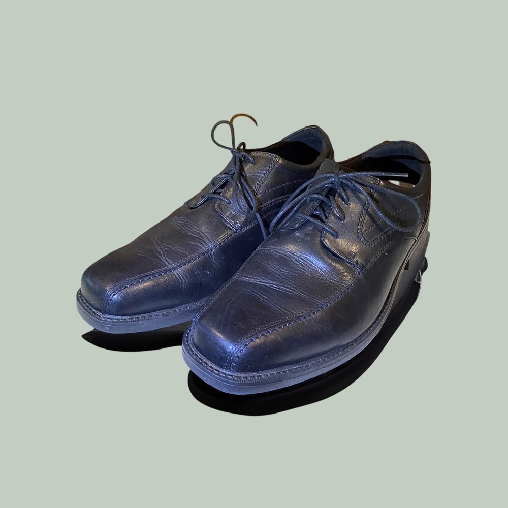 Rockport truTECH Mens Black Leather‎ Square Toe Lace Up Oxford Dress Shoes